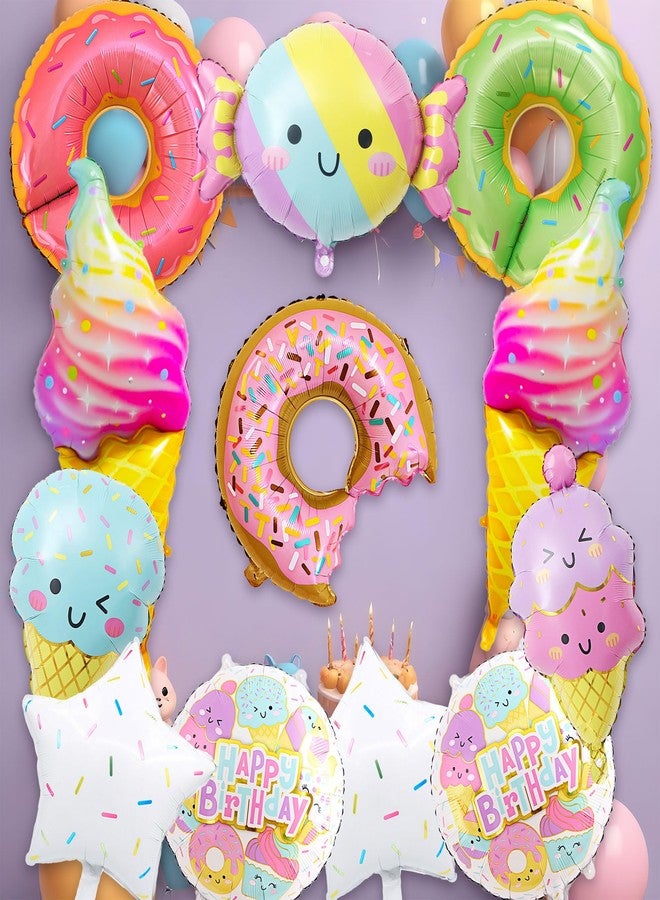 D-Fokes 12 PCS Large Ice Cream Theme Balloons, Donut & Candy Foil Mylar Balloons for Ice Cream Party Decorations, Summer Birthday, Baby Shower Supplies - Image 5